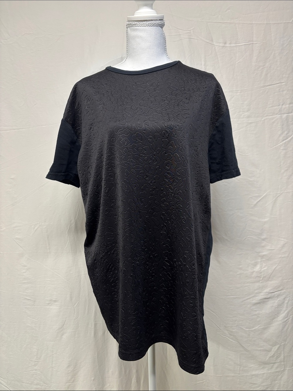 Topman Black Short-Sleeve Textured Tee
